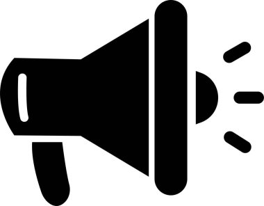 Megafon simgeleri. Sesli elektrikli megafon sembolü. Hoparlör megafon ikonu. Reklam konsepti. Düz ve çizgi biçimi - beyaz arkaplanda izole edilmiş hisse senedi vektörü.