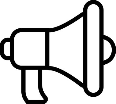 Megafon simgeleri. Sesli elektrikli megafon sembolü. Hoparlör megafon ikonu. Reklam konsepti. Düz ve çizgi biçimi - beyaz arkaplanda izole edilmiş hisse senedi vektörü.