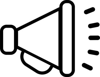 Megafon simgeleri. Sesli elektrikli megafon sembolü. Hoparlör megafon ikonu. Reklam konsepti. Düz ve çizgi biçimi - beyaz arkaplanda izole edilmiş hisse senedi vektörü.