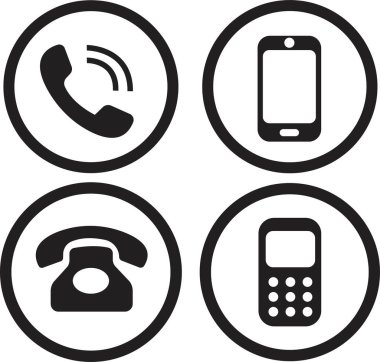 Çalan telefon basit simge seti. Telefon simgesi. Akıllı telefon, eski telefon logosu şekil koleksiyonu. Beyaz arkaplanda izole.