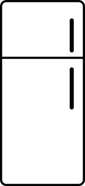 Buzdolabı hattı ikonu. Buzdolabı tipleri, dondurucu, şarap soğutucusu, ticari aletler, soğutmalı vitrin. Beyaz arka planda izole edilmiş ev aletleri dükkanı için ince doğrusal işaretler.