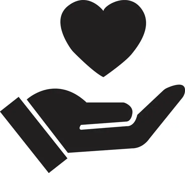 ハンドアイコンのフラットハート ハートアイコンを保持する手 愛のアイコン 医学シンボル ハートを保持する医療手 白い背景に孤立した家族と愛のサイン — ストックベクタ
