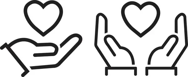 Сердце Руке Руки Держат Иконку Сердца Икона Любви Здоровье Медицинский — стоковый вектор