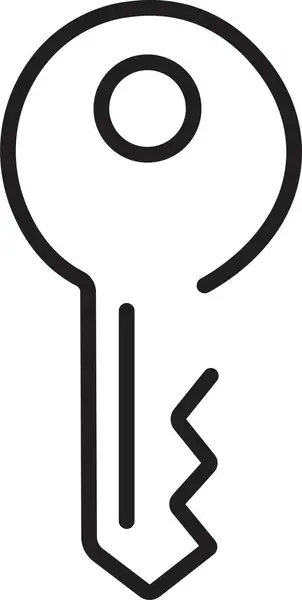 ホワイトバックで隔離されたトレンディなラインスタイルの黒いキーアイコン ウェブサイトのデザイン アプリ Uiのキーシンボル キーアイコンで表されるセキュリティシステムのコンセプト — ストックベクタ
