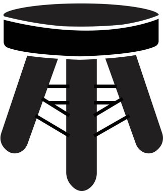 Üç ayaklı bir tabure. Beyaz arka planda izole edilmiş üç bacaklı renkli tabure. Tabure simgesi veya dizayn ögeleri koleksiyonu.