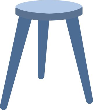 Üç ayaklı bir tabure. Beyaz arka planda izole edilmiş üç bacaklı renkli tabure. Tabure simgesi veya dizayn ögeleri koleksiyonu.