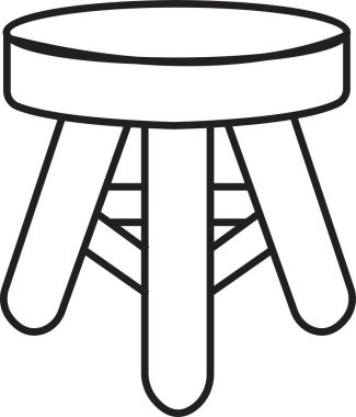 Üç ayaklı bir tabure. Beyaz arka planda izole edilmiş üç bacaklı renkli tabure. Tabure simgesi veya dizayn ögeleri koleksiyonu.