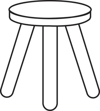 Üç ayaklı bir tabure. Beyaz arka planda izole edilmiş üç bacaklı renkli tabure. Tabure simgesi veya dizayn ögeleri koleksiyonu.