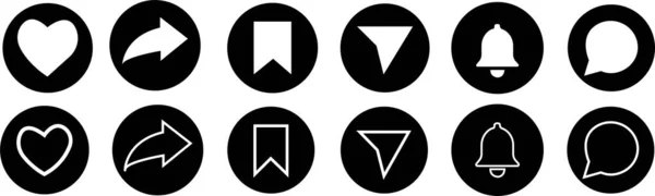 Set Von Allgemeinen Social Media Benutzeroberflächen Symbolen Symbole Mögen Kommentieren — Stockvektor