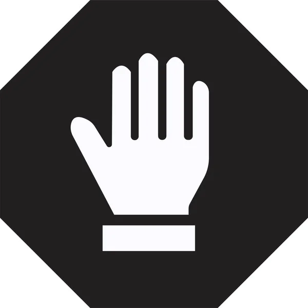 禁止活动的黑色八角形停止手签 请勿入内 请举手停车 不允许 停止图标 没有在白色背景上孤立的入口手像 — 图库矢量图片