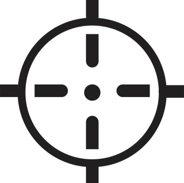 Hedef simgeleri, beyaz arka planda izole edilmiş keskin nişancı sembolü, hedefleme ve web tasarımı için vektör stili. Düz çizgi tasarım stili modern merkezcilik simgesi.