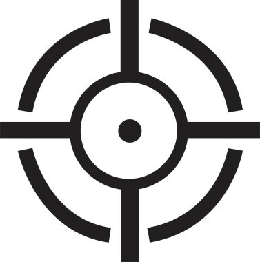 Hedef simgeleri, beyaz arka planda izole edilmiş keskin nişancı sembolü, hedefleme ve web tasarımı için vektör stili. Düz çizgi tasarım stili modern merkezcilik simgesi.