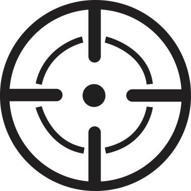 Hedef simgeleri, beyaz arka planda izole edilmiş keskin nişancı sembolü, hedefleme ve web tasarımı için vektör stili. Düz çizgi tasarım stili modern merkezcilik simgesi.