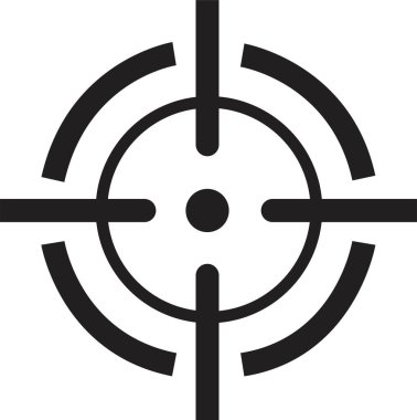 Hedef simgeleri, beyaz arka planda izole edilmiş keskin nişancı sembolü, hedefleme ve web tasarımı için vektör stili. Düz çizgi tasarım stili modern merkezcilik simgesi.