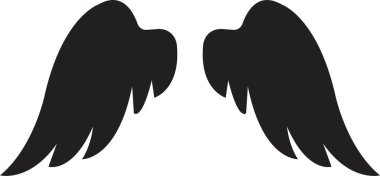 Uzun tüylü bir çift kanat. Melek ya da kuş kanadı düz siyah ikonlar. Pilot yama rozeti. Heraldik klasik ordu amblemi Şahin Anka Şahini. Uçan kanatlı çerçeve. Motorcu logosu şablon damgası.