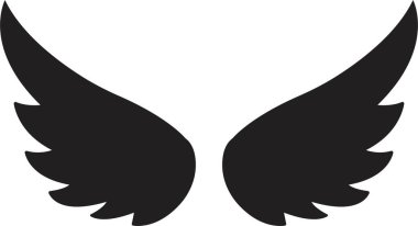 Uzun tüylü bir çift kanat. Melek ya da kuş kanadı düz siyah ikonlar. Pilot yama rozeti. Heraldik klasik ordu amblemi Şahin Anka Şahini. Uçan kanatlı çerçeve. Motorcu logosu şablon damgası.