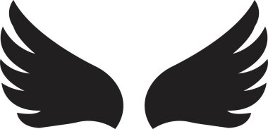 Uzun tüylü bir çift kanat. Melek ya da kuş kanadı düz siyah ikonlar. Pilot yama rozeti. Heraldik klasik ordu amblemi Şahin Anka Şahini. Uçan kanatlı çerçeve. Motorcu logosu şablon damgası.