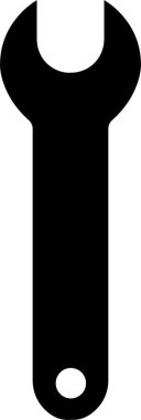 siyah Wrench Simgesi modada düz stil. Web sitesi tasarımınız için anahtar sembolü, logo, uygulama, UI. Siyah Kırbaç simgesi, beyaz arkaplanda logo izole edildi.