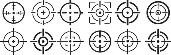 Cílové Ikony Nastavují Symbol Odstřelovače Zraku Izolovaný Bílém Pozadí Křížový — Stockový vektor