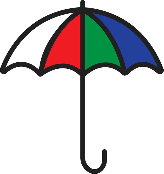 Ein Satz Roter Schwarzer Und Gelber Regenschirme Umreißt Symbole Lineares — Stockvektor