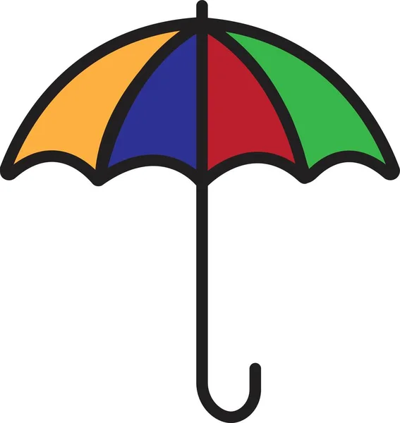 Ein Satz Roter Schwarzer Und Gelber Regenschirme Umreißt Symbole Lineares — Stockvektor