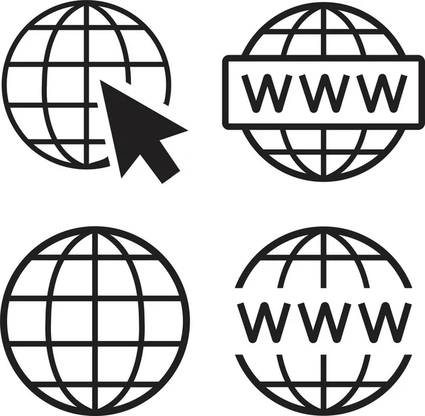 Set Clicca Andare Sito Web Icona Della Linea Internet Art — Vettoriale Stock