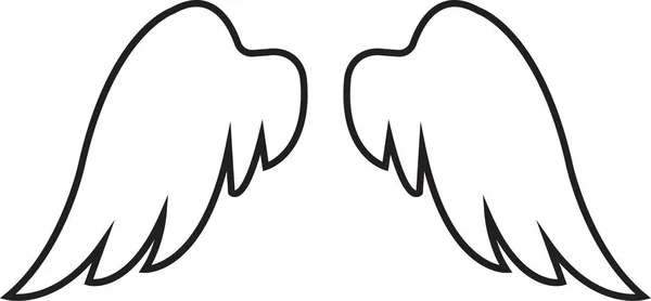 Набор Крыльев Длинным Пером Черные Иконы Крыла Ангела Птицы Значок — стоковый вектор