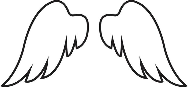 set of Wings with long feather. Angel or bird wing flat black icons. Aviation pilot patch badge. Heraldic vintage army insignia emblem falcon phoenix hawk. Flying winged frame. Biker logo stencil stamp.