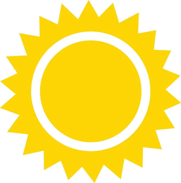 Yellow Sun Icon Sunshine Solar Glow Sunrise Sunset Decorative Circle — Stock Vector