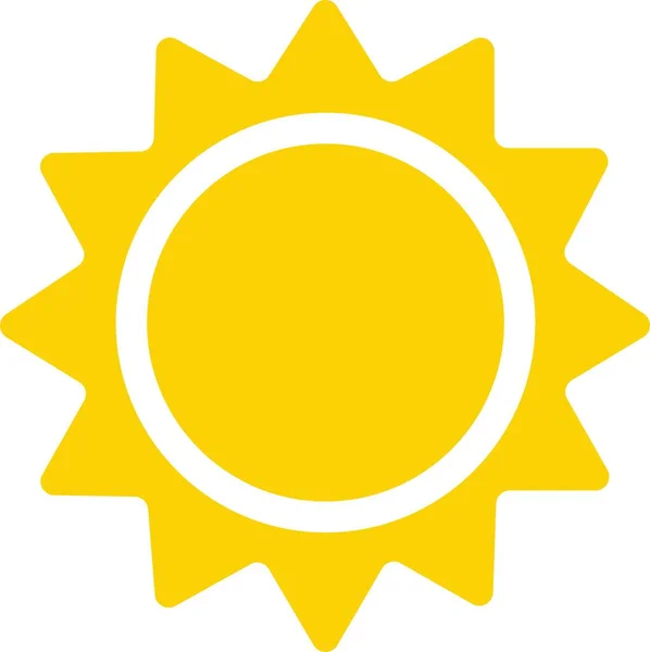 Gelbes Sonnensymbol Sonnenschein Und Sonnenschein Sonnenaufgang Oder Sonnenuntergang Dekorativer Kreis — Stockvektor