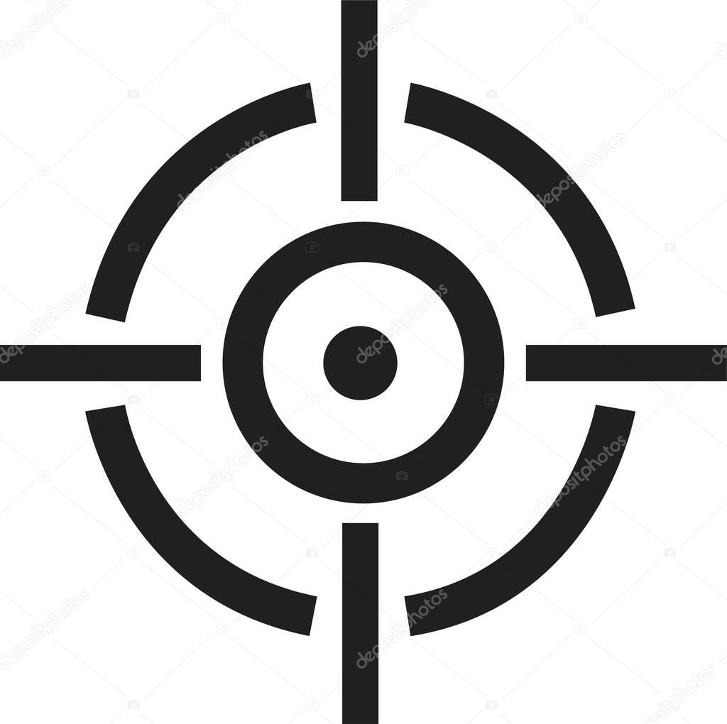 Target icons sight sniper symbol isolated on a white background, crosshair and aim vector stylish for web design. Flat line design style modern Centricity icon.