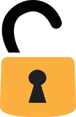 ikonun kilidini aç. Kilitli sarı düz simge. Güvenlik sembolü. Simgeyi beyaz arkaplanda izole edilmiş modaya uygun bir şekilde kilitle. Web sitenizin tasarımı, logosu, uygulaması için güvenlik sembolü.