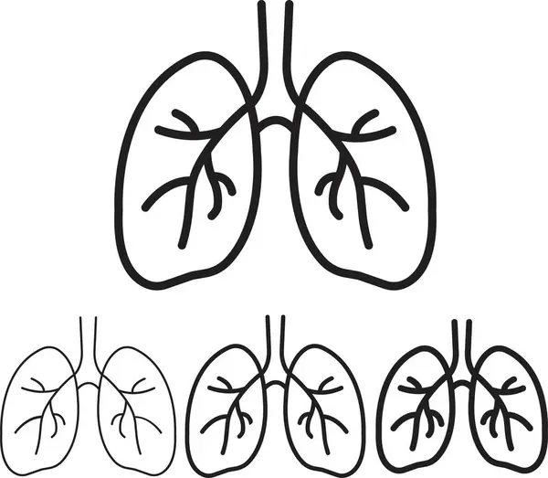 Human Lungs Icon Set Respiratory System Healthy Lungs Anatomy Flat — Stock Vector