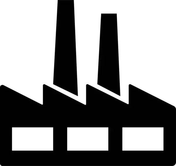 Ikony Fabryczne Ustawione Piktogram Budynków Przemysłowych Niebieskie Sylwetki Obiektów Produkcyjnych — Wektor stockowy