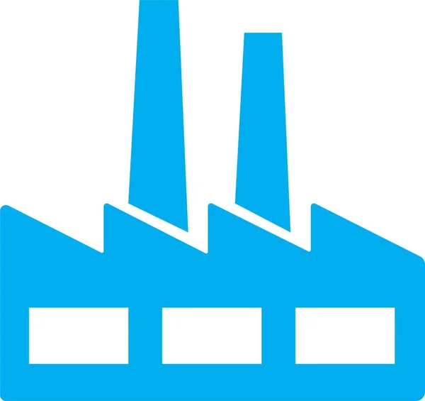 Icônes Usine Réglées Bâtiment Industriel Pictogramme Silhouettes Bleues Objets Fabrication — Image vectorielle