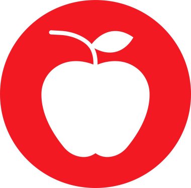 Sağlıklı elma ikonu. Apple Simgesi, şeffaf arkaplanda izole edilmiş modada. Yanında bir de kırmızı elma. Web sitenizin tasarımı için Apple Simgesi sayfa sembolü.