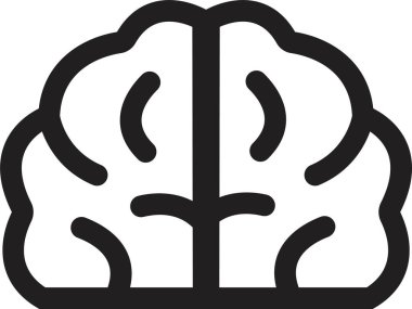 Beyin Logosu silueti üst görünüm tasarım vektör şablonu. Siyah çizgili beyin sembolü ve düzenlenebilir stok. Beyin Fırtınası Düşünce Logotype konsepti simgesi şeffaf arkaplanda izole.