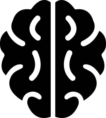 Beyin Logosu silueti üst görünüm tasarım vektör şablonu. Siyah düz bir beyin sembolü. Beyin Fırtınası Düşünce Logotype konsepti simgesi şeffaf arkaplanda izole.