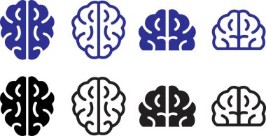 Beyin Logosu silueti üst görünüm vektör şablonu dizayn eder. Düzenlenebilir stoklarla düz bir beyin sembolü. Beyin fırtınası fikirleri düşünün Logotype konsept simgeleri şeffaf arkaplanda izole.