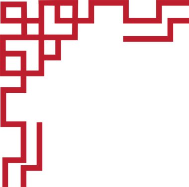 Çin çerçeve sanat porseleni tarzı. Asya 'da yeni yıl dekoratif geleneksel sınırlar, görüntü çerçevesi için doğu kırmızı çizgi retro deseni. Eski çerçeve sınır sanatı şeffaf arkaplanda izole edildi.