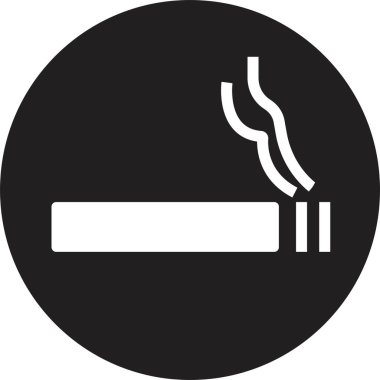 Sigara içen beyaz ve siyah ikon. Sigara İçen Simge Grafik Tasarımı sembolü şeffaf arkaplanda izole edildi.