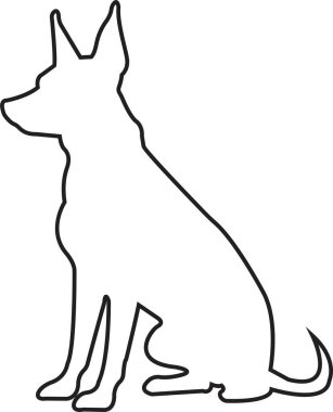 Siyah çizgi köpek silueti. Açık şekil ya da yol yok. Köpek cinsi, veteriner, köpek gezdirme, evcil hayvan bakıcılığı ilhamı. Köpek şovu, yarışma, evcil hayvan dükkanı, şeffaf arka planda izole rehber köpek..
