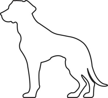 Siyah çizgi köpek silueti. Açık şekil ya da yol yok. Köpek cinsi, veteriner, köpek gezdirme, evcil hayvan bakıcılığı ilhamı. Köpek şovu, yarışma, evcil hayvan dükkanı, şeffaf arka planda izole rehber köpek..