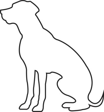 Siyah çizgi köpek silueti. Açık şekil ya da yol yok. Köpek cinsi, veteriner, köpek gezdirme, evcil hayvan bakıcılığı ilhamı. Köpek şovu, yarışma, evcil hayvan dükkanı, şeffaf arka planda izole rehber köpek..
