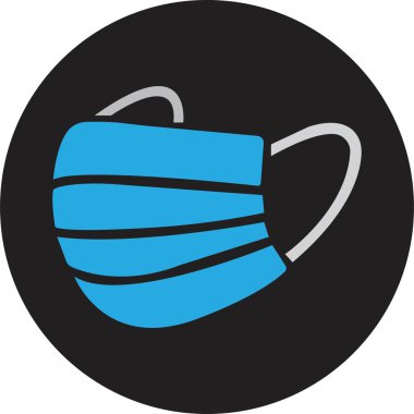 Mavi yüz maskesi takın. Maske yoksa giriş de yok. Koruyucu tıbbi maske şekli. Salgın, salgın virüs yüz maskesi simgesi simgesi, şeffaf arkaplanda izole edilmiş..