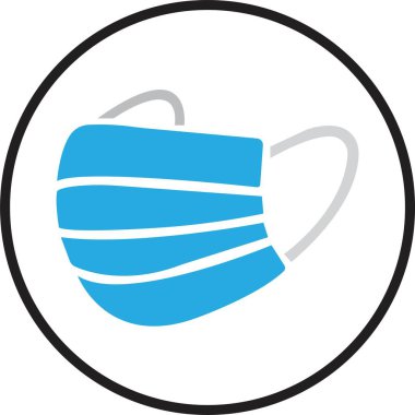 Mavi yüz maskesi takın. Maske yoksa giriş de yok. Koruyucu tıbbi maske şekli. Salgın, salgın virüs yüz maskesi simgesi simgesi, şeffaf arkaplanda izole edilmiş..