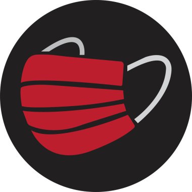 Kırmızı yüz maskesi takın. Maske yoksa giriş de yok. Koruyucu tıbbi maske şekli. Salgın, salgın virüs yüz maskesi simgesi simgesi, şeffaf arkaplanda izole edilmiş..