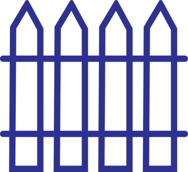 Mavi Hat Çiti, koruma ikonu. Bahçe, açık hava, ev vektörü. duvar, tasarım, dış, sınır, ahşap, bahçe, ağ ve mobil uygulama için düzenlenebilir tabela şeffaf arkaplan izole.