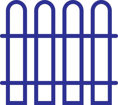 Mavi Hat Çiti, koruma ikonu. Bahçe, açık hava, ev vektörü. duvar, tasarım, dış, sınır, ahşap, bahçe, ağ ve mobil uygulama için düzenlenebilir tabela şeffaf arkaplan izole.