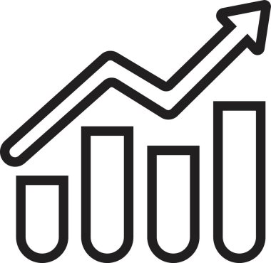 Tek siyah ok büyüyen iş simgesi, modayı takip eden çizgi biçiminde grafik simgesi ve şeffaf arka planda izole edilebilir stoklar. Web sitenizin tasarımı, logosu, uygulaması için grafik çubuğu simgesi.